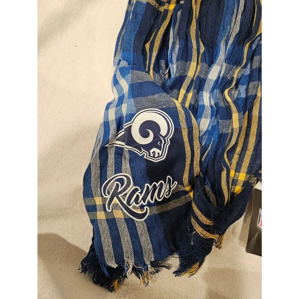 Los Angeles Rams Plaid Crinkle Scarf - Navy, Blue & Gold
